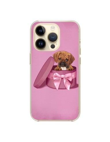 Coque iPhone 14 Pro Chien Dog Boite Noeud Triste - Maryline Cazenave