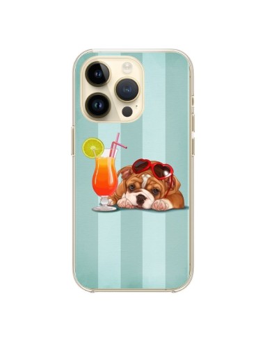 Coque iPhone 14 Pro Chien Dog Cocktail Lunettes Coeur - Maryline Cazenave