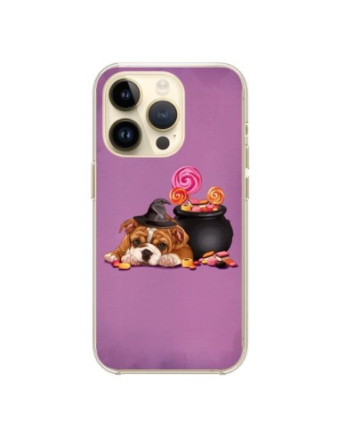 Coque iPhone 14 Pro Chien Dog Halloween Sorciere Chaudron Bonbon - Maryline Cazenave