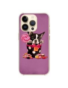 Cover iPhone 14 Pro Cane Boite Papillon Pois Bonbon -...