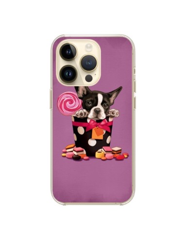 Cover iPhone 14 Pro Cane Boite Papillon Pois Bonbon - Maryline Cazenave