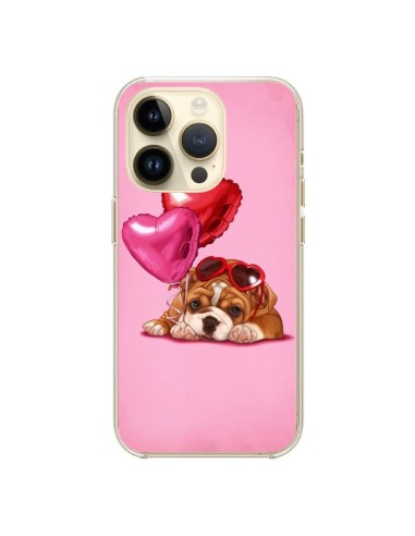 Coque iPhone 14 Pro Chien Dog Lunettes Coeur Ballon - Maryline Cazenave