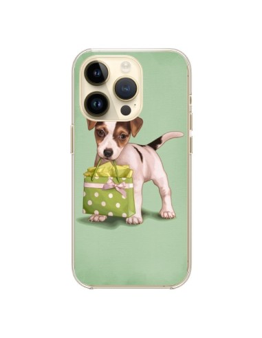 Coque iPhone 14 Pro Chien Dog Shopping Sac Pois Vert - Maryline Cazenave