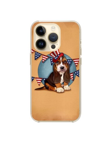 Coque iPhone 14 Pro Chien Dog USA Americain - Maryline Cazenave