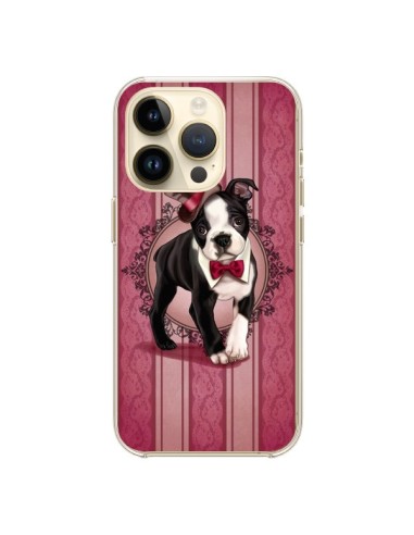 Coque iPhone 14 Pro Chien Dog Gentleman Noeud Papillon Chapeau - Maryline Cazenave