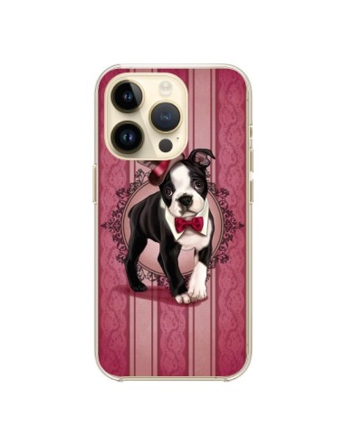 Cover iPhone 14 Pro Cane Gentleman Papillon Cappello - Maryline Cazenave