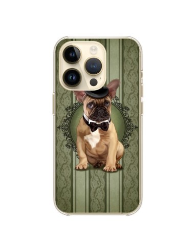 Coque iPhone 14 Pro Chien Dog Bulldog Noeud Papillon Chapeau - Maryline Cazenave