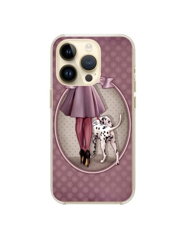 Cover iPhone 14 Pro Lady Cane Dalmata Vestito Pois - Maryline Cazenave