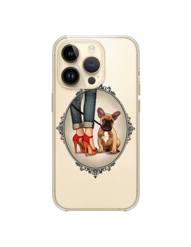 Coque iPhone 14 Pro Lady Jambes Chien Bulldog Dog Transparente - Maryline Cazenave