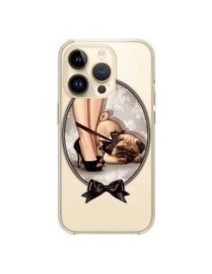 Cover iPhone 14 Pro Lady Jambes Cane Bulldog Dog Papillon...