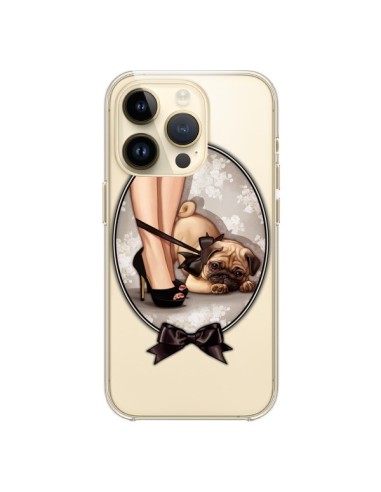 Coque iPhone 14 Pro Lady Jambes Chien Bulldog Dog Noeud Papillon Transparente - Maryline Cazenave