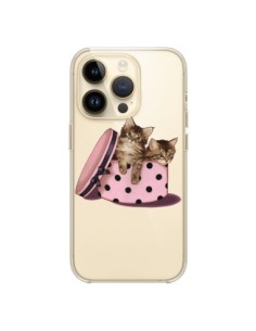 iPhone 14 Pro Case Caton Cat Kitten Scatola a Polka Clear...