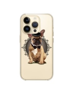 Coque iPhone 14 Pro Chien Bulldog Noeud Papillon Chapeau...
