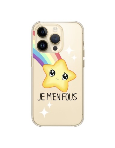 Coque iPhone 14 Pro Etoile Je M'en Fous Transparente - Maryline Cazenave