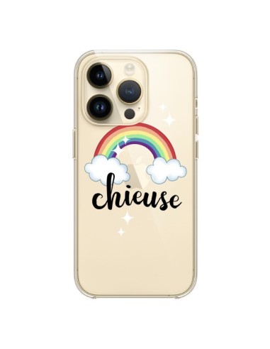 Coque iPhone 14 Pro Chieuse Arc En Ciel Transparente - Maryline Cazenave