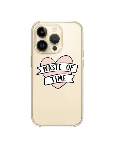 Coque iPhone 14 Pro Waste Of Time Transparente - Maryline Cazenave