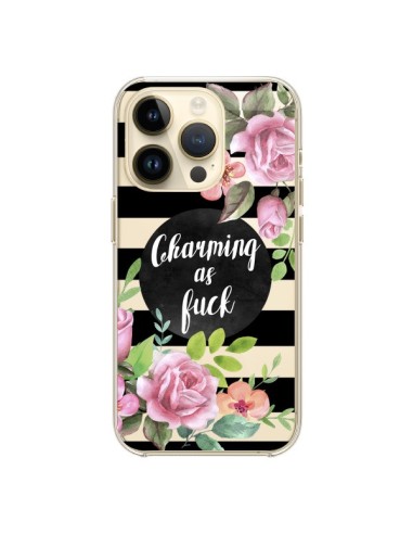 Coque iPhone 14 Pro Charming as Fuck Fleurs Transparente - Maryline Cazenave