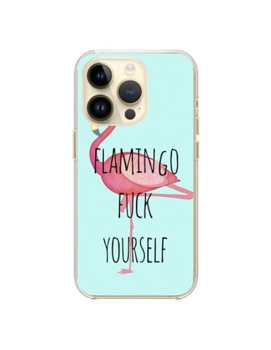 Cover iPhone 14 Pro Flamingo Fenicottero Fuck Yourself - Maryline Cazenave