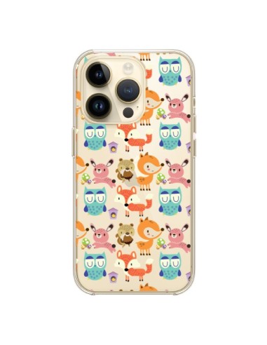 Coque iPhone 14 Pro Renard Ecureuil Lapin Hibou Transparente - Maria Jose Da Luz