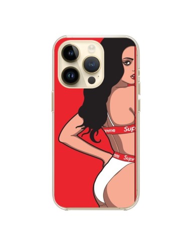 Coque iPhone 14 Pro Pop Art Femme Rouge - Mikadololo