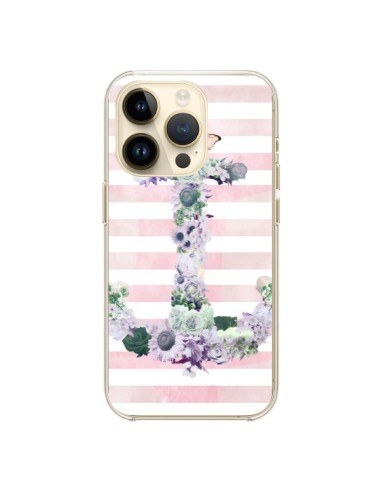 iPhone 14 Pro Case Ancora Marina Pink Flowers - Monica Martinez