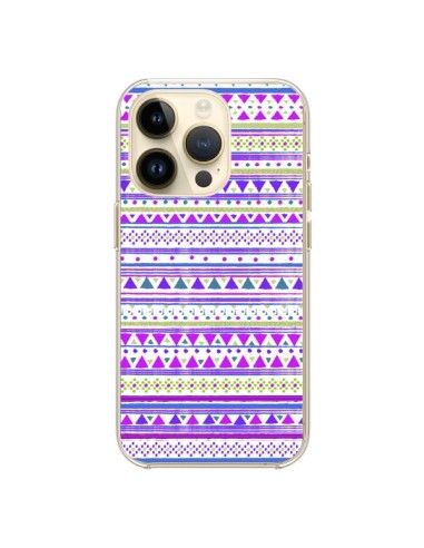 Coque iPhone 14 Pro Bandana Violet Azteque - Monica Martinez