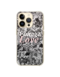 Cover iPhone 14 Pro Vintage Amore Nero Fiori - Monica...