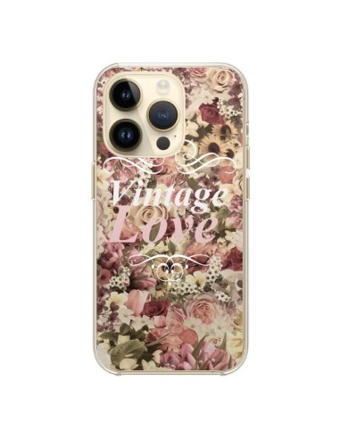 Coque iPhone 14 Pro Vintage Love Flower - Monica Martinez