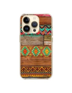 Cover iPhone 14 Pro Indian Wood Legno Azteque -...