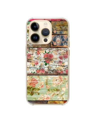 Cover iPhone 14 Pro Lady Rococo Legno Fiori - Maximilian San