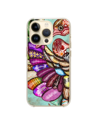 Coque iPhone 14 Pro Paon Multicolore Eco Bird - Maximilian San
