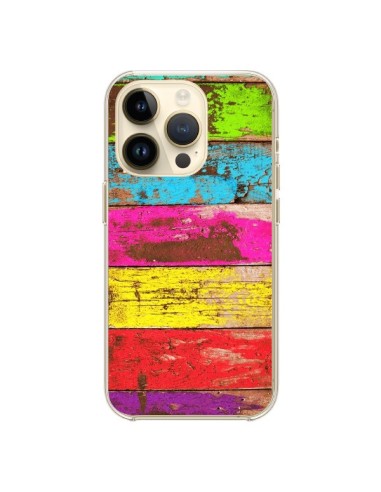 Coque iPhone 14 Pro Bois Coloré Vintage - Maximilian San