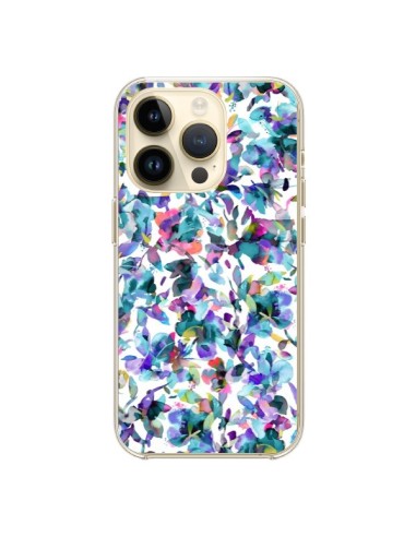 Coque iPhone 14 Pro Aquatic Flowers Blue - Ninola Design