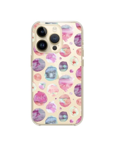 Coque iPhone 14 Pro Big Watery Dots Pink - Ninola Design