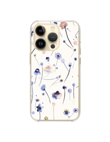 Coque iPhone 14 Pro Blue Soft Flowers - Ninola Design