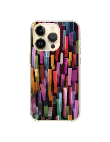 Coque iPhone 14 Pro Colorful Brushstrokes Black - Ninola Design