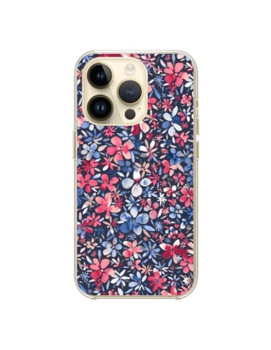 Coque iPhone 14 Pro Colorful Little Flowers Navy - Ninola Design