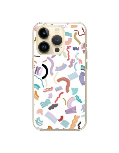 Cover iPhone 14 Pro Curly and Zigzag Stripes Bianco - Ninola Design