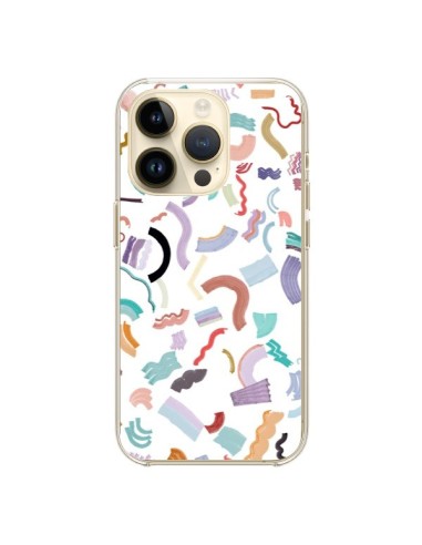 iPhone 14 Pro Case Curly and Zigzag Stripes White - Ninola Design