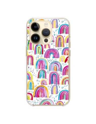 Cover iPhone 14 Pro Cute Watercolor Rainbows Arcobaleno - Ninola Design
