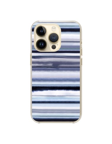 Coque iPhone 14 Pro Degrade Stripes Watercolor Navy - Ninola Design