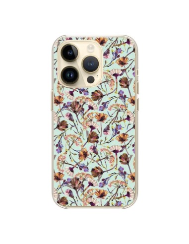 Coque iPhone 14 Pro Dry Blue Flowers - Ninola Design