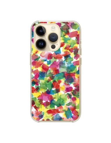 Coque iPhone 14 Pro Speckled Watercolor Blue - Ninola Design