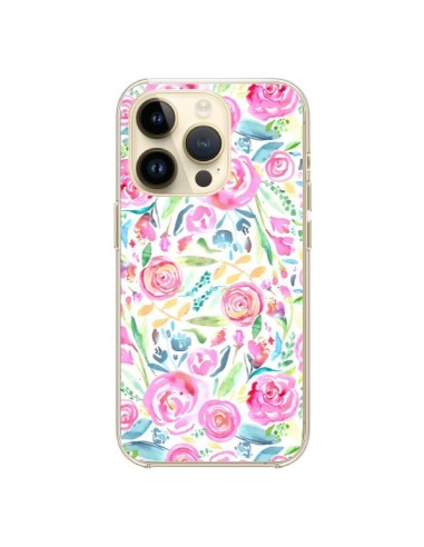 Coque iPhone 14 Pro Speckled Watercolor Pink - Ninola Design