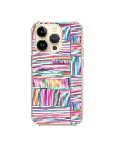 Coque iPhone 14 Pro Watercolor Linear Meditation Pink - Ninola Design