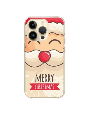 Coque iPhone 14 Pro Moustache du Père Noël Merry Christmas - Nico