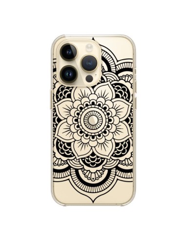 Cover iPhone 14 Pro Mandala Nero Azteco Trasparente - Nico