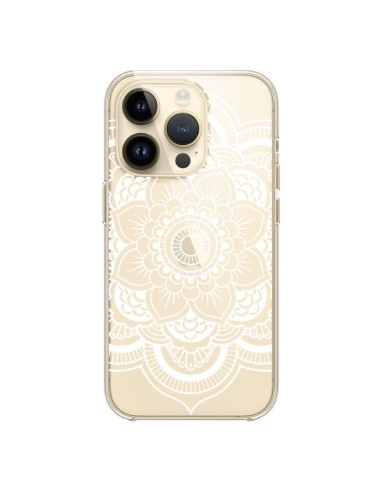 Cover iPhone 14 Pro Mandala Bianco Azteco Trasparente - Nico