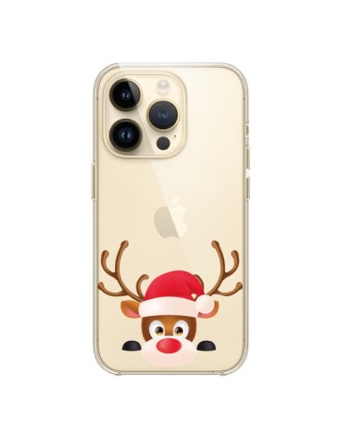 Coque iPhone 14 Pro Renne de Noël transparente - Nico