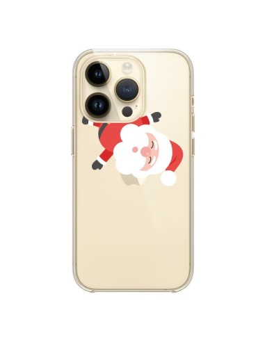Coque iPhone 14 Pro Père Noël et sa Guirlande transparente - Nico